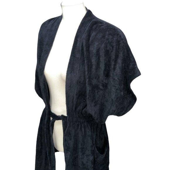 Vintage Gerry 70's Terrycloth Bath Robe Sz Medium Womens Black Short Sleeve Bath - Picture 4 of 12